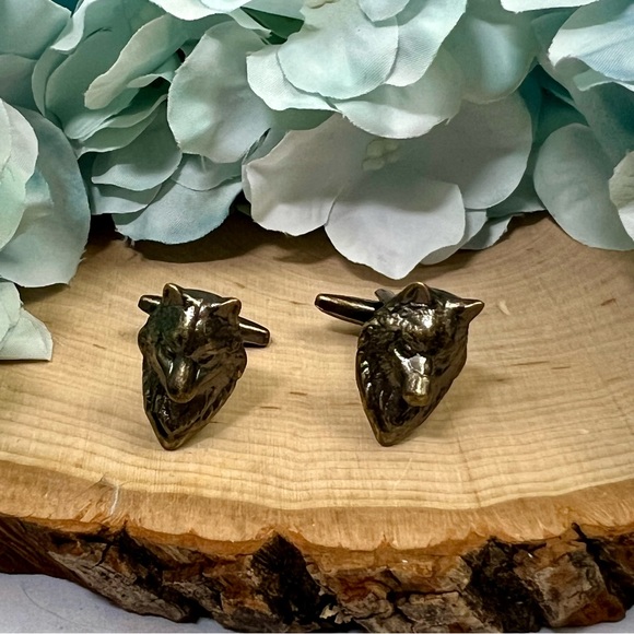 Vintage 3D Gunmetal Wolf Cufflinks - Picture 3 of 16